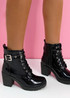 Olivia Black Patent Ankle Boots