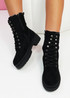 Minna Black Combat Ankle Boots