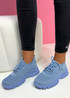 Teddo Blue Knit Sneakers