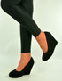 Black Suede High Heel Pumps Wedges Sandals