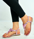 Pink Flower Diamante Flat Sandals
