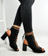 Black Lace Up Block Heel Sandals