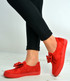 Red Bow Trainers Flat Plimsolls
