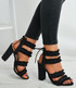 Black Denim Block Heel Sandals