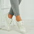 Brooke White Lace Up Wedge Trainers