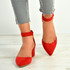 Kate Red Ankle Strap Block Heel Pumps