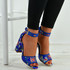 Alyssa Floral Blue Block Heel Sandals
