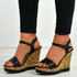 Jada Black Wedge Platform Sandals