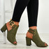 Angeline Army Green Block Heel Sandals