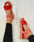 Lya Red Flatform Sandals