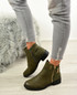 Shea Army Green Zip Ankle Boots
