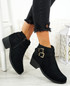 Onellie Black Suede Buckle Ankle Boots