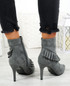 Seegra Grey Ruffle Stiletto Ankle Boots