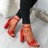 Nove Red Block Heel Sandals