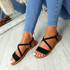 Nura Black Flat Sandals