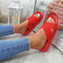 Waya Red Spike Stud Flat Sandals