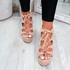 Hya Blush Pink Cross Lace Wedge Sandals