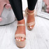 Gona Beige Ankle Strap Flatform Sandals