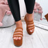 Tonni Camel Slip On Flatform Sandals