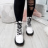 Doba White Combat Ankle Boots