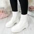 Tergy White Lace Up Biker Boots
