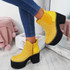 Lummo Yellow Chunky Ankle Boots