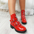 Neva Red Buckle Ankle Boots