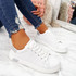 womens white silver lace-up platform trainers sneakers size uk 3 4 5 6 7 8