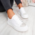 White studs lace-up trainers for womens size uk 3 4 5 6 7 8