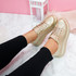 womens gold glitter lace-up platform trainers sneakers size uk 3 4 5 6 7 8