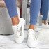womens white lace-up trainers sneakers snake pattern size uk 3 4 5 6 7 8