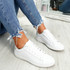 womens silver and white lace-up trainers size uk 3 4 5 6 7 8