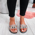 womens rose gold colorful rhinestones studs slip on flat shiny sandals size uk 3 4 5 6 7 8