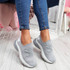 womens ladies slip on chunky party trainers sneakers women casual sporty shoes size uk 3 4 5 6 7 8