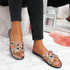 womens ladies sliders peep toe rhinestone flat sandals women party shoes size uk 3 4 5 6 7 8