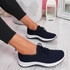 Ligy Navy Knit Lace Up Sneakers