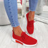 Senny Red Lace Up Trainers