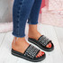 Obby Black Studded Sliders Sandals