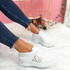 Bello White Lace Up Walking Trainers