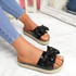 Linne Black Glitter Flatform Sandals