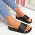 Vessa Black Flat Sliders Sandals