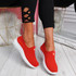 Cinny Red Knit Running Trainers