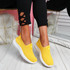 Cinny Yellow Knit Running Trainers
