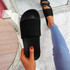 Mannya Black Slip On Sandals
