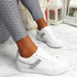 Lezma White Silver Lace Up Trainers