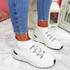Rogy White Lace Up Sock Sneakers