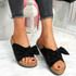Lela Black Bow Flat Sandals