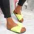 Lela Fluorescent Green Bow Flat Sandals