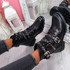 Bavy Black Pu Studded Ankle Boots