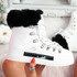 Liry White Faux Fur Line Ankle Boots